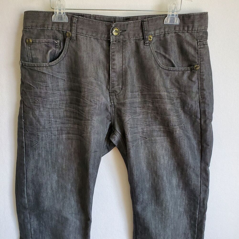 Blue Rag Jeans Mens Size 36 Charcoal Black Denim Distressed Streetwear Casual - Picture 6 of 16